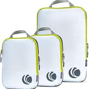 Compression Packing Cubes Set, Ultralight Expandable Travel Packing Organizers for Carry on Luggage (White 3pcs)