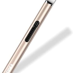 REIDEA Electronic Candle Lighter Arc Windproof Flameless USB Rechargeable Lighter with Safe Button for Home Kitchen Champagne Gold
