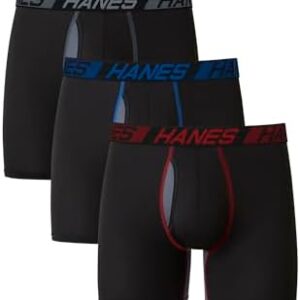 Hanes Men’s Total Support Pouch Boxer Briefs, X-Temp Cooling, Moisture-Wicking Underwear, Regular, Long-leg and Trunk, 3-Pack