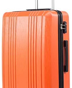 Coolife Luggage Suitcase PC+ABS with TSA Lock Spinner Carry on Hardshell Lightweight 20in 24in 28in(orange, S(20in_carry on))