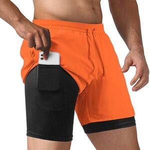 Men's 2 in 1 Running Shorts Workout Athletic Training Gym Outdoor Sports Shorts