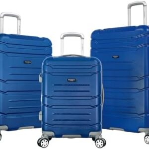 Olympia U.S.A. Denmark Expandable Hardcase Suitcase with Spinner Wheels, Available in 3-Piece Luggage Set and Carry-On Size, Navy