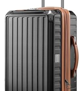 LUGGEX Carry On Luggage 22x14x9 Airline Approved - 35L Polycarbonate Hard Sided Expandable Suitcase with Spinner Wheels (Black, 20 Inch)
