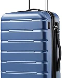 Coolife Luggage Suitcase Carry-on Spinner TSA Lock USB Port Expandable (only 28’’) Lightweight Hardside Luggage (Ice Blue, S(20in_carry on))