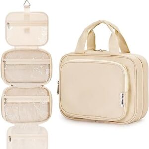 Narwey Hanging Toiletry Bag for Women Travel Makeup Bag Organizer Toiletries Bag for Travel Size Essentials Accessories Cosmetics (Brown (Medium))