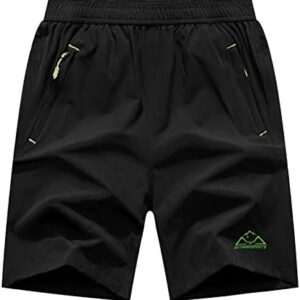 Rdruko Men's Quick Dry Hiking Shorts Lightweight Running Gym Outdoor Active Shorts with Zipper Pockets