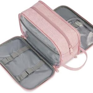 Narwey Travel Toiletry Bag for Women Water-resistant Traveling Dopp Kit Makeup Bag Organizer for Toiletries Accessories Cosmetics (Pink)