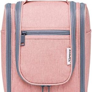 Narwey Hanging Toiletry Bag Women Travel Makeup Bag Organizer Toiletries Bag for Travel Size Essentials Accessories Cosmetics (Medium, Pink)
