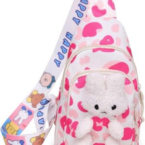 Hiflyer Kids Sling Bag, Kids Backpack Kawaii Bag Kids Travel Bag Chest Bag, Kids Crossbody Bag Mini Backpack for Girls (Dark Blue)