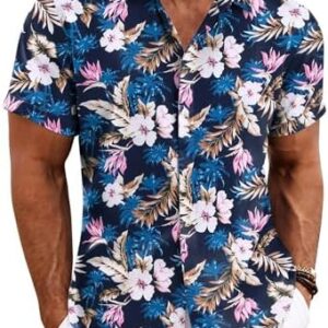 COOFANDY Men's Linen Shirts Short Sleeve Casual Shirts Button Down Shirt for Men Beach Summer Wedding Shirt